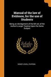 Tapa de Manual of the law of Evidence, for the use of Students