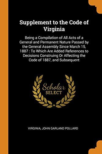 Tapa de Supplement to the Code of Virginia