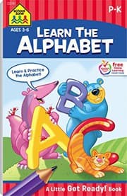 Tapa de School Zone - Learn The Alphabet Workbook - Ages 4 to 6, Preschool, Kindergarten, Letter Sounds, Uppercase & Lowercase Letters, Tracing, and More