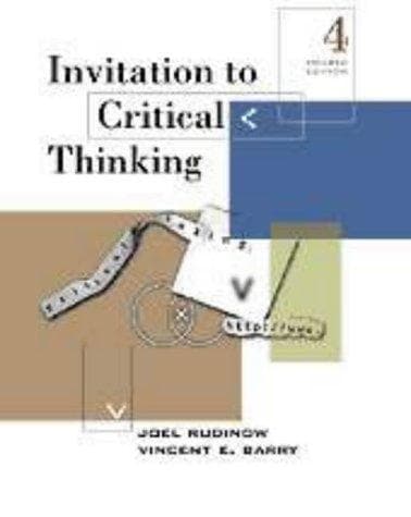 Tapa de Invitation to critical thinking