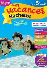 Tapa de Mes Vacances Hachette - De la 5e à la 4e - Cahier de vacances 2021
