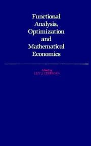 Tapa de Functional analysis, optimization, and mathematical economics