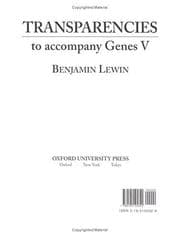 Tapa de Transparencies to Accompany Genes V