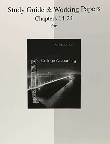 Tapa de Study Guide and Working Papers Chapters for College Accounting