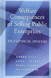 Tapa de Welfare consequences of selling public enterprises
