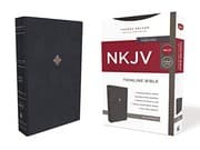 Tapa de NKJV, Thinline Bible, Leathersoft, Navy, Thumb Indexed, Red Letter, Comfort Print