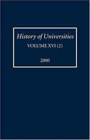 Tapa de History of Universities: Volume XVI(2):2000 (History of Universities)