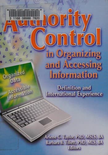 Tapa de Authority control in organizing and accessing information