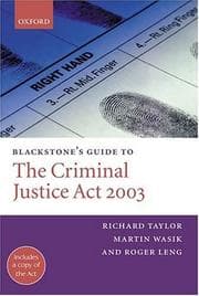 Tapa de Blackstone's guide to the Criminal Justice Act 2003