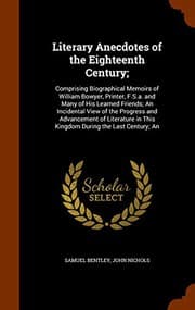 Tapa de Literary Anecdotes of the Eighteenth Century;