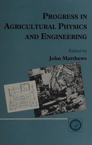 Tapa de Progress in agricultural physics and engineering