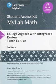 Tapa de MyLab Math with Pearson eText -- Student Access Card -- for College Algebra with Integrated Review