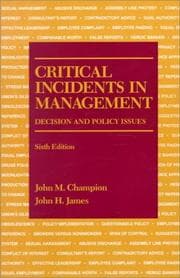 Tapa de Critical incidents in management