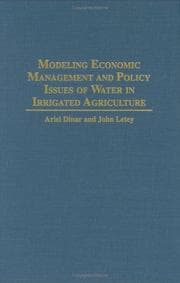 Tapa de Modeling economic management and policy issues of water in irrigated agriculture