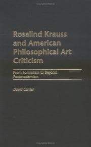 Tapa de Rosalind Krauss and American philosophical art criticism