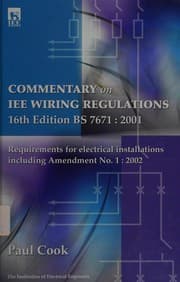 Tapa de Commentary on IEE wiring regulations 16th edition, BS 7671 : 2001