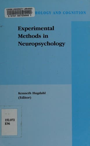 Tapa de Experimental methods in neuropsychology