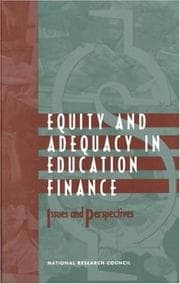 Tapa de Equity and adequacy in education finance