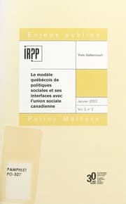 Tapa de Le mode le que be cois de politiques sociales et ses interfaces avec l'union sociale canadienne