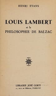 Tapa de Louis Lambert et la philosophie de Balzac