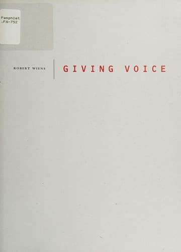 Tapa de Robert Wiens: Giving Voice