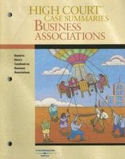 Tapa de High Court Case Summaries on Business Associations-Keyed to Klein (High Court Case Summaries)