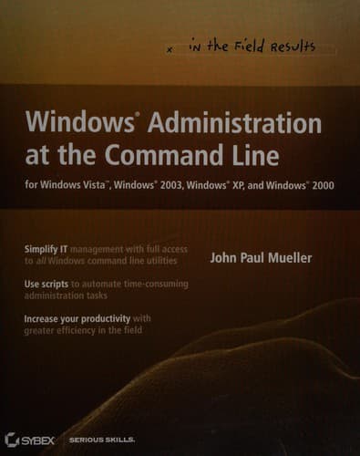 Tapa de Windows administration at the command line for Windows 2003, Windows Vista, Windows XP, and Windows 2000