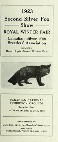 Tapa de 1923 Second Silver Fox Show