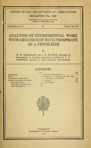 Tapa de Analysis of experimental work with ground raw rock phosphate as a fertilizer
