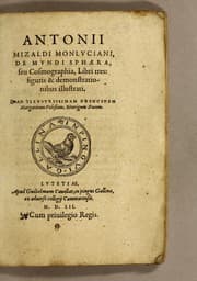 Tapa de Antonii Mizaldi Monluciani, De mundi sphaera, seu Cosmographia, libri tres