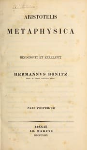 Tapa de Aristotelis Metaphysica recognovit et enarravit Hermannvs Bontiz ...