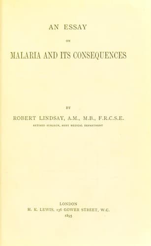 Tapa de An essay on malaria and its consequences