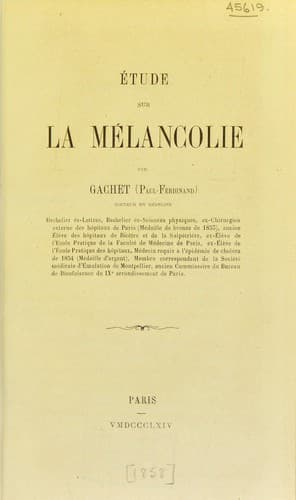 Tapa de Étude sur la mélancolie