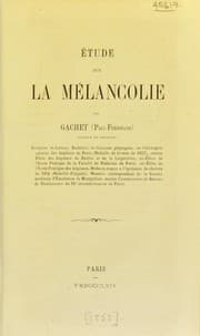 Tapa de Étude sur la mélancolie