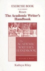 Tapa de Exercise Book to Accompany Rosen, the Academic Writer's Handbook
