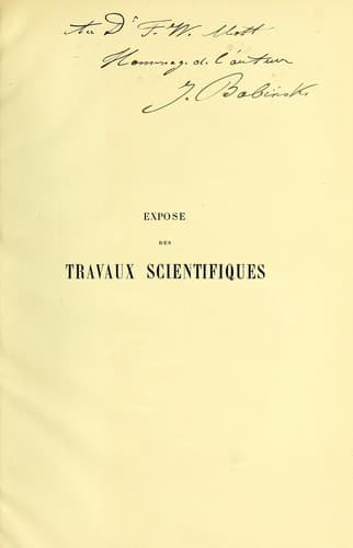 Tapa de Exposé des travaux scientifiques