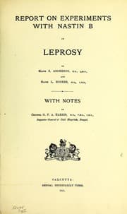 Tapa de Report on experiments with Nastin B in Leprosy