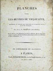 Tapa de Planches pour les oeuvres de Vicq-D'Azyr
