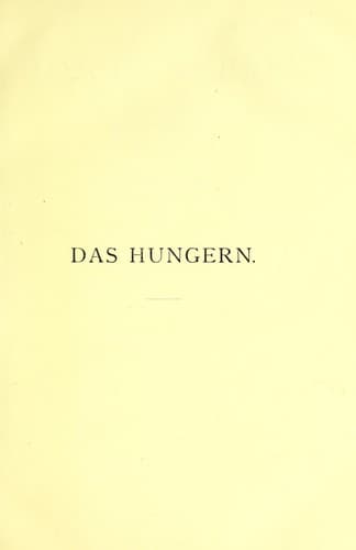 Tapa de Das Hungern
