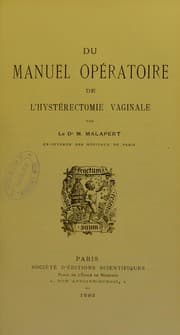 Tapa de Du manuel opératoire de l’hystérectomie vaginale