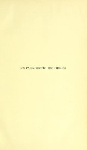 Tapa de Les palimpsestes des prisons