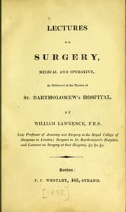 Tapa de Lectures on surgery, medical and operative ... St. Bartholomew's Hospital
