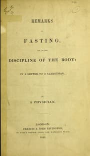Tapa de Remarks on fasting and on the discipline of the body