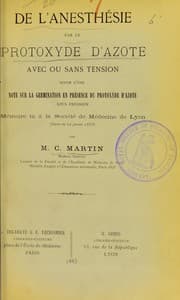 Tapa de De l'anesthésie par le protoxyde d'azote avec ou sans tension