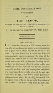 Tapa de Some considerations with respect to the blood