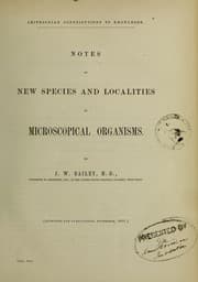 Tapa de Notes on new species and localities of microscopical organisms