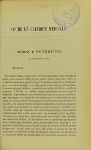 Tapa de Leçon d'ouverture du cours de clinique médicale