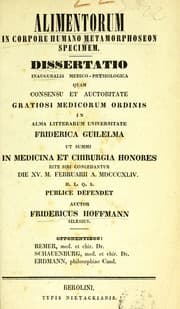 Tapa de Alimentorum in corpore humano metamorphoseon specimen