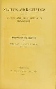 Tapa de Statutes and regulations affecting dairies and milk supply in Edinburgh