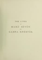 Tapa de The lives of Maba Seyon and Gabra Krestos